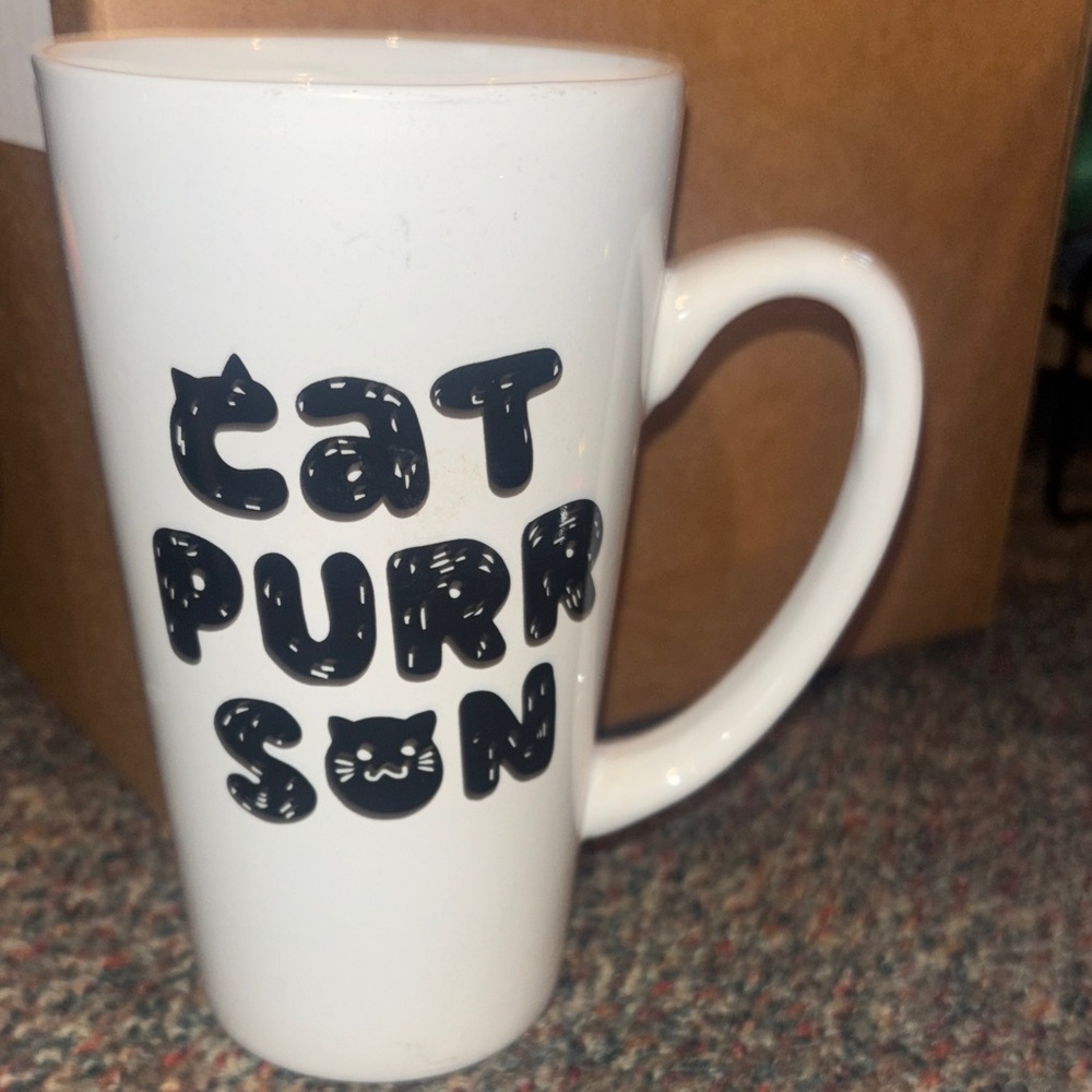 Charming White Cat Purr Son Mug